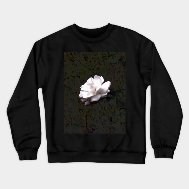 White Rose Crewneck Sweatshirt by Shanzehdesigns